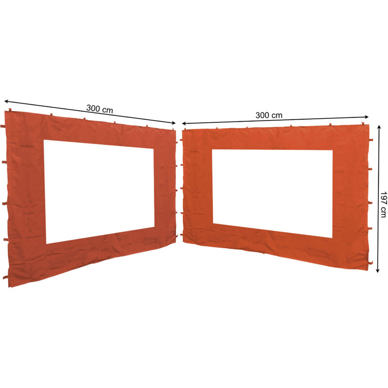 foto del prodotto quick star 2 pareti laterali per gazebo da giardino, 300x197cm parete laterale, rosso arancio