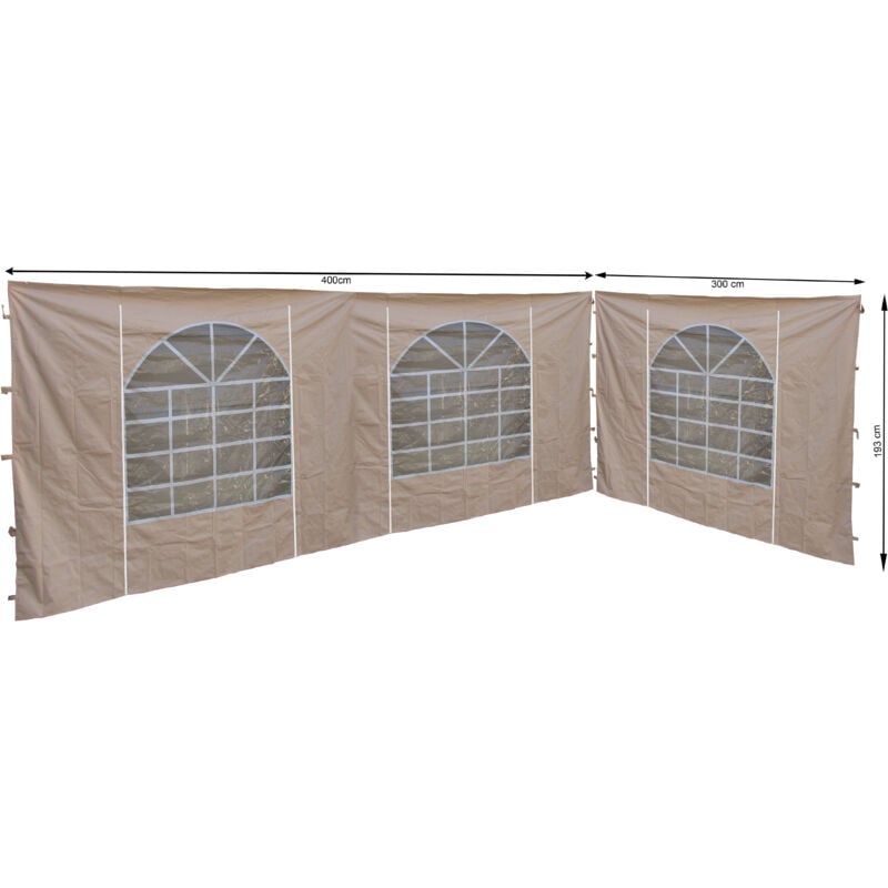 foto del prodotto quick-star - 2 seitenteile mit pvc fenster 300x193cm / 400x193cm für pavillon sahara 3x4m seitenwand sand