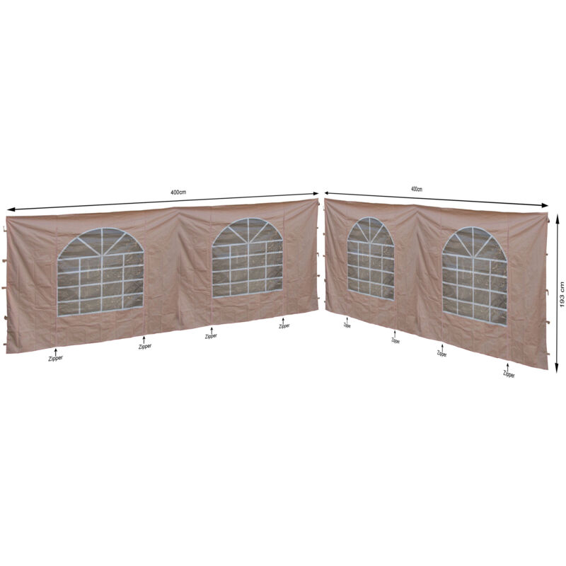 foto del prodotto quick-star - 2 seitenteile mit pvc fenster für lounge pavillon sahara 4x4m seitenwand sand