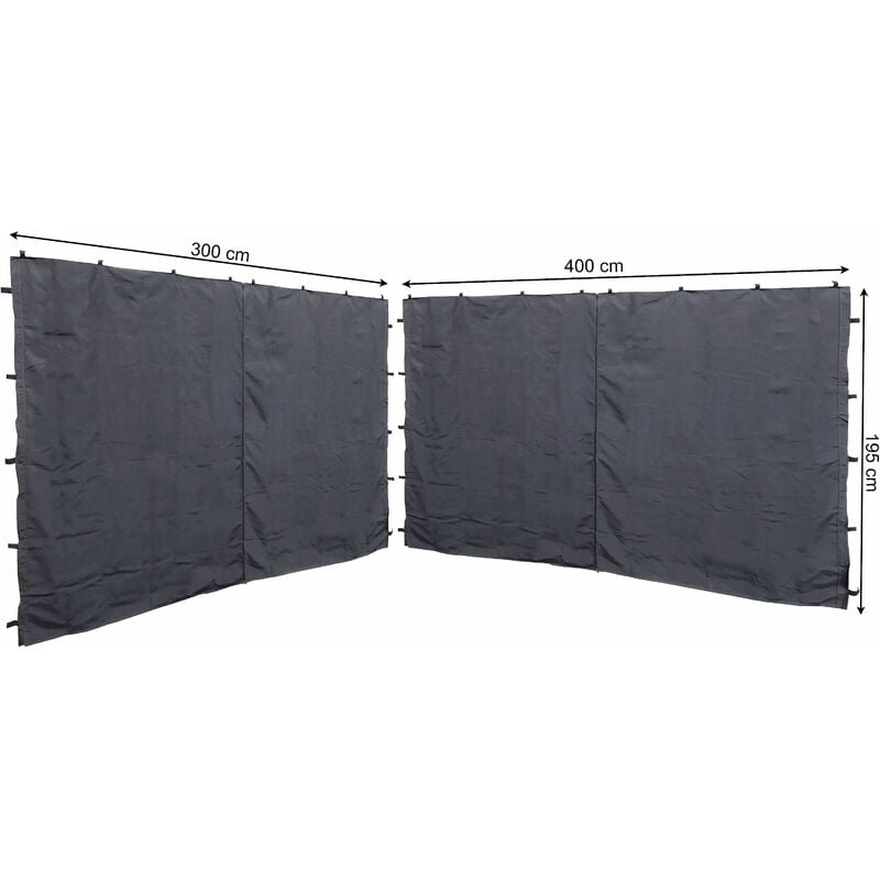 foto del prodotto quick star 2 seitenteile mit rv 300 400x195cm f r pavillon 3x4m seitenwand anthrazit ral 7012