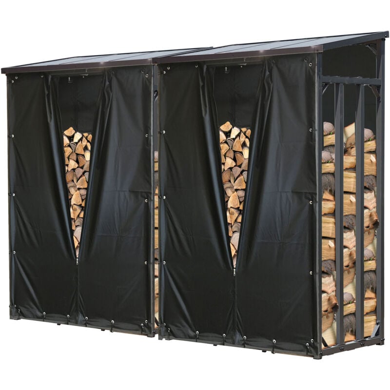 foto del prodotto quick-star - 2 st ck metall kaminholzregal 130 x 70 x 185 cm mit wetterschutz garten kaminholzunterstand 3,2 m 5 srm kaminholzlager stapelhilfe