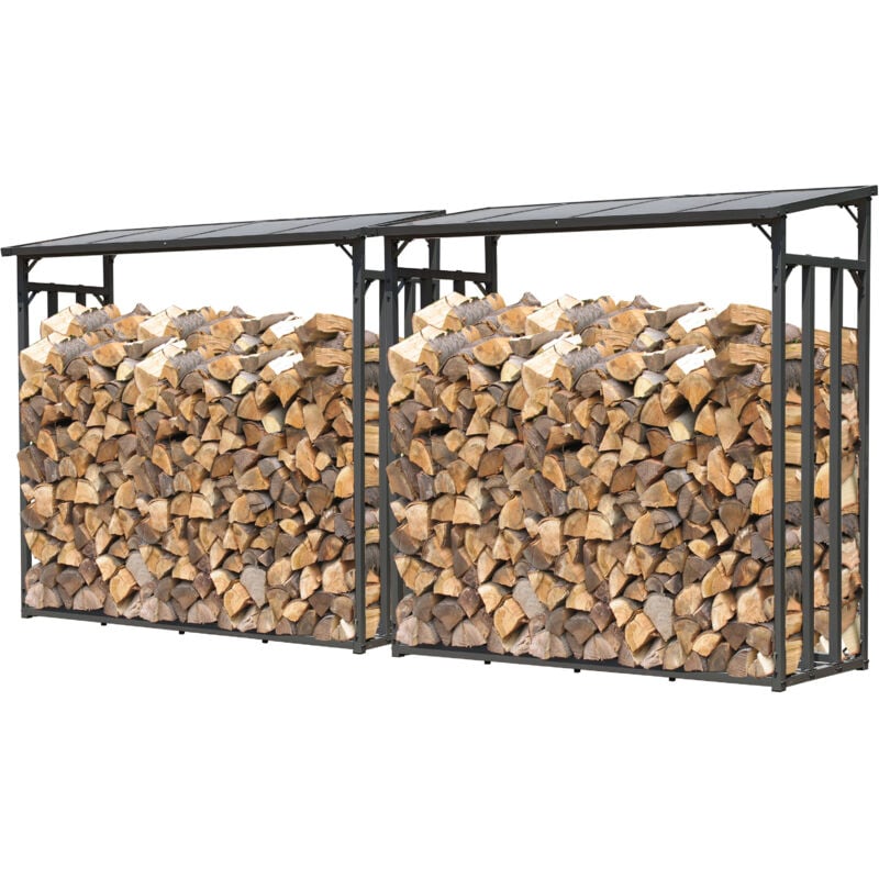 foto del prodotto quick star 2 st ck metall kaminholzregal anthrazit xxl 185 x 70 x 185 cm garten kaminholzunterstand 4,6 m 7 srm kaminholzlager stapelhilfe aussen