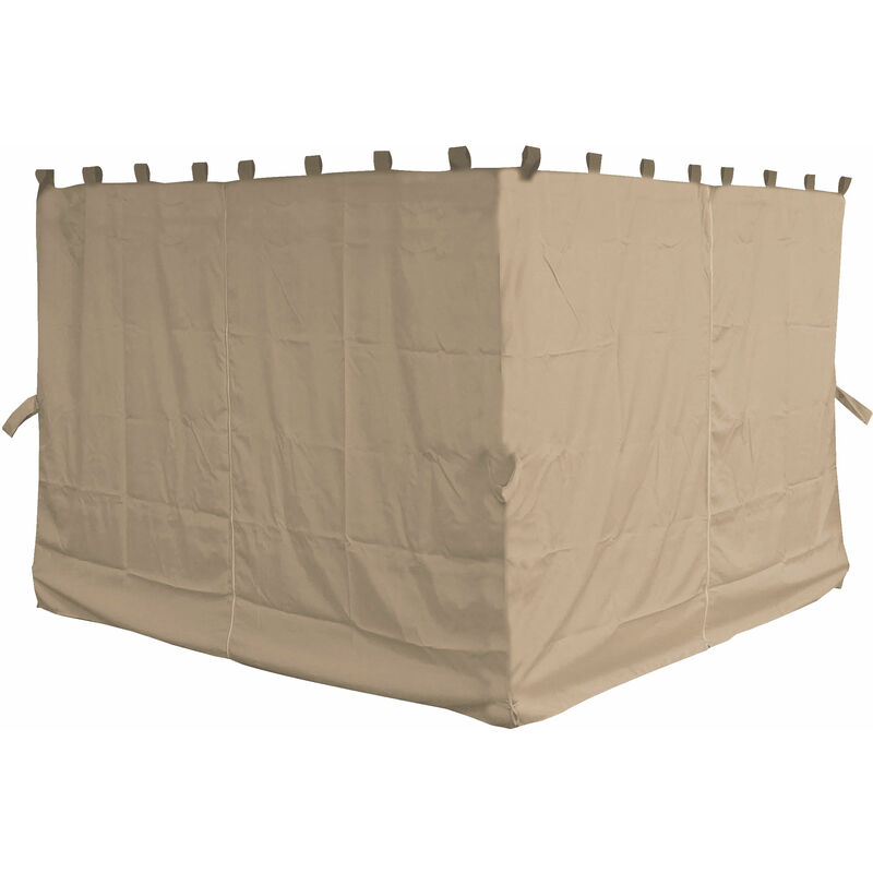 foto del prodotto quick star 4 pannelli laterali con zip 300x195cm beige per gazebo 3x4m