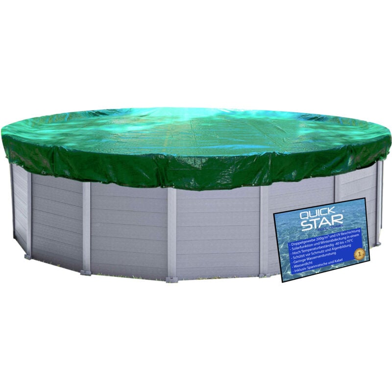 foto del prodotto quick-star - abdeckplane pool ø 720cm rund für pools bis 650 cm winterabdeckplane poolabdeckung 200g/m² grün/schwarz