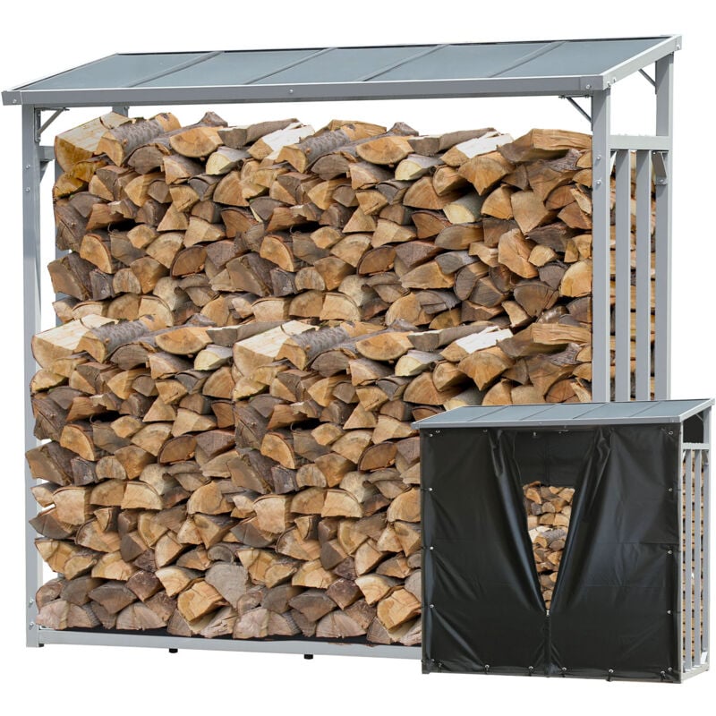 foto del prodotto quick star aluminium kaminholzregal xxl 185 x 70 x 185 cm mit wetterschutz garten kaminholzunterstand 2,3 m kaminholzlager stapelhilfe aussen