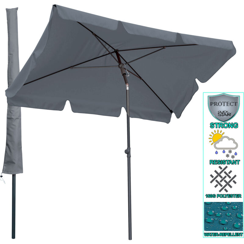 foto del prodotto quick star balkon sonnenschirm 200x125cm balkonschirm rechteckig knickbar grau gartenschirm uv 50 mit schutzh lle