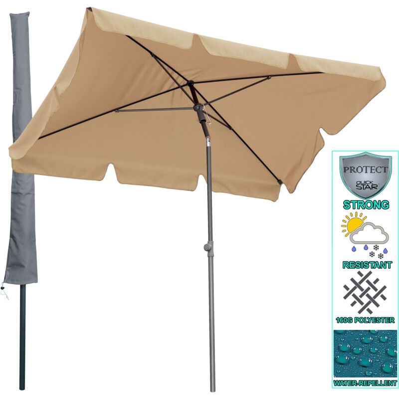 foto del prodotto quick star balkon sonnenschirm 200x125cm balkonschirm rechteckig knickbar sand gartenschirm uv 50 mit schutzh lle