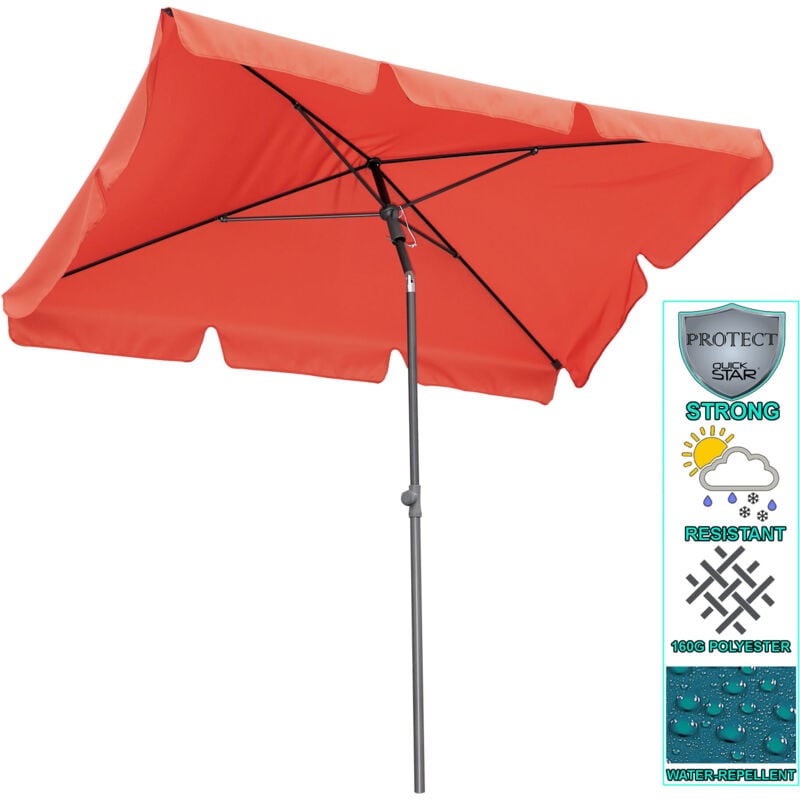 foto del prodotto quick-star - balkon sonnenschirm 200x125cm balkonschirm rechteckig knickbar terra / rotorange ral 2001 gartenschirm uv 50