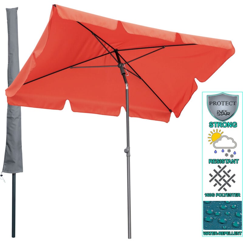 foto del prodotto quick star balkon sonnenschirm 200x125cm balkonschirm rechteckig knickbar terra rotorange ral 2001 gartenschirm uv 50 mit schutzh lle