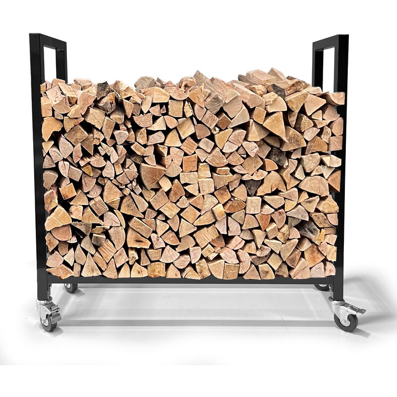 foto del prodotto quick-star - kaminholzregal 90 x 25 x 90 cm mit rollen verzinkt innen und aussen, mobil metall brennholzregal kaminholzlager stapelhilfe