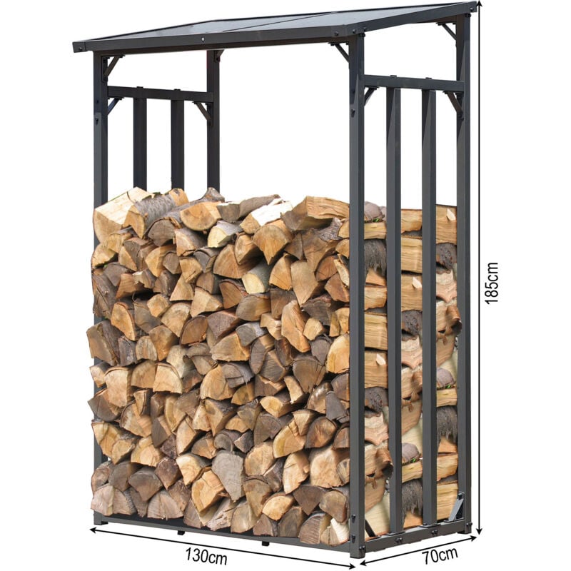 foto del prodotto quick star metall kaminholzregal anthrazit 130 x 70 x 185 cm garten kaminholzunterstand 1,6 m 2,5 srm kaminholzlager stapelhilfe aussen