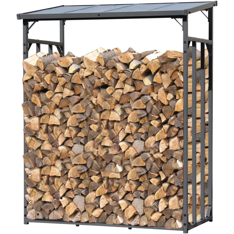 foto del prodotto quick-star - metall kaminholzregal anthrazit 143 x 70 x 185 cm garten kaminholzunterstand 1,8 m 2,5 srm kaminholzlager stapelhilfe aussen