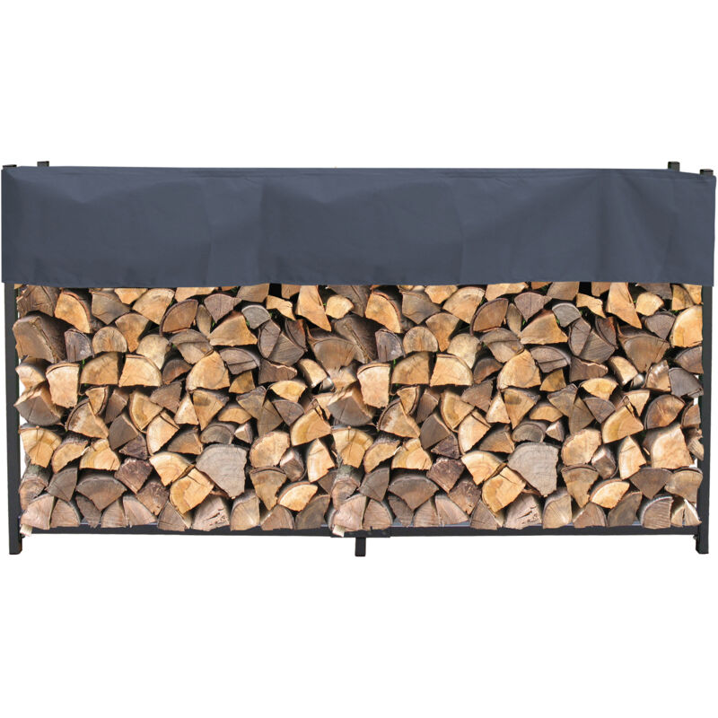 foto del prodotto quick-star - metall kaminholzregal anthrazit 200 x 25 x 115 cm garten kaminholzunterstand 0,8 m 1 ,3 srm stapelhilfe mit schutzh lle grau
