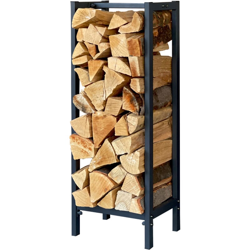 foto del prodotto quick-star - metall kaminholzregal anthrazit 33x25x90cm garten kaminholzunterstand kaminholzlager stapelhilfe