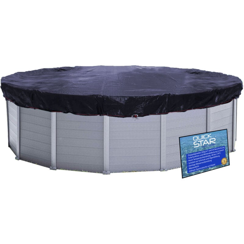 foto del prodotto quick-star - solarplane pool ø 720cm rund für pools bis 650 cm winterabdeckplane poolabdeckung 200g/m² schwarz