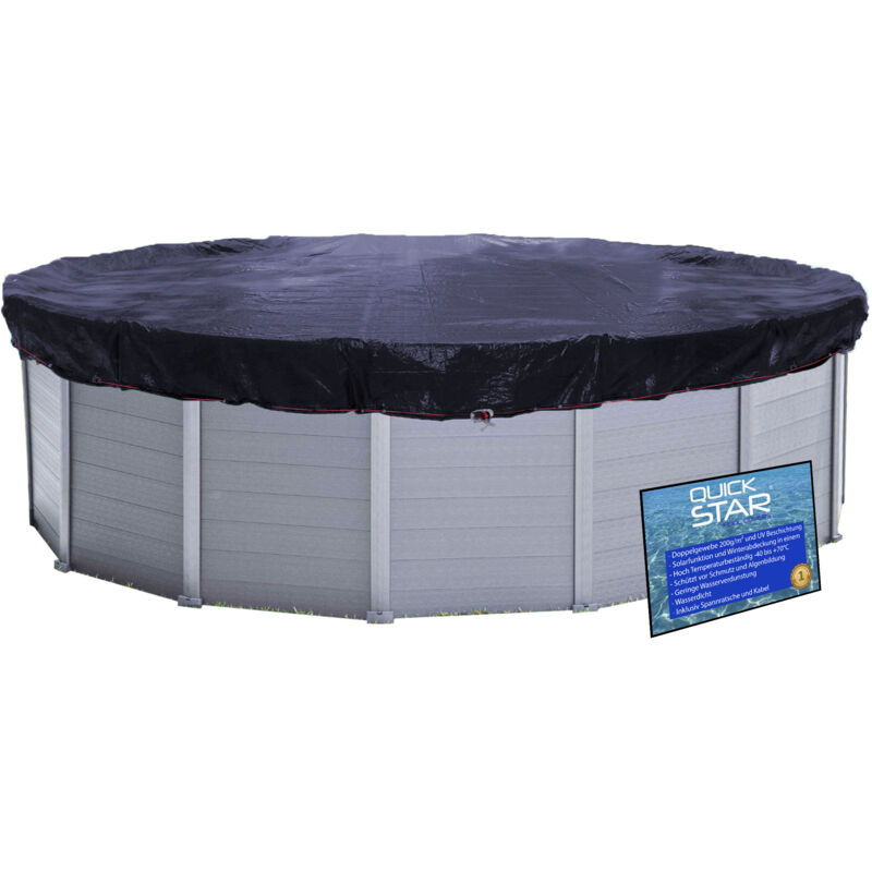 foto del prodotto quick star telo solare per piscina 720 cm rotondo per piscine fino a 650 cm telo copripiscina invernale estivo 200 g m nero