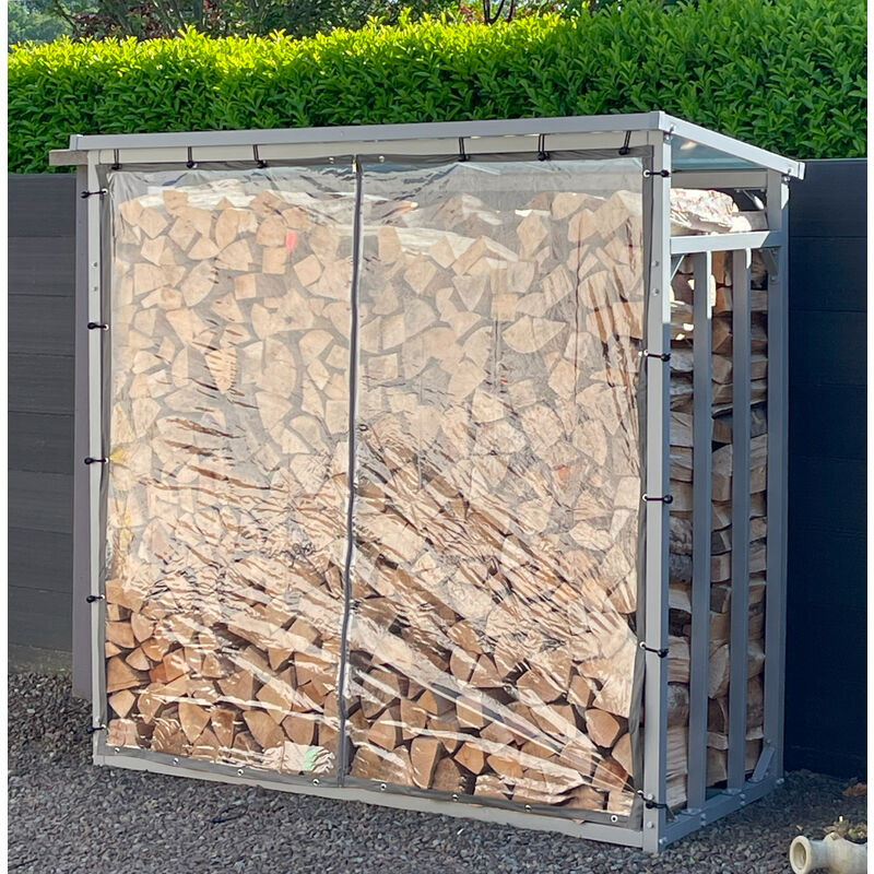 foto del prodotto quick star wetterschutzwand pvc transparent 178x177cm f r kaminholzunterstand xxl 185x70x185cm