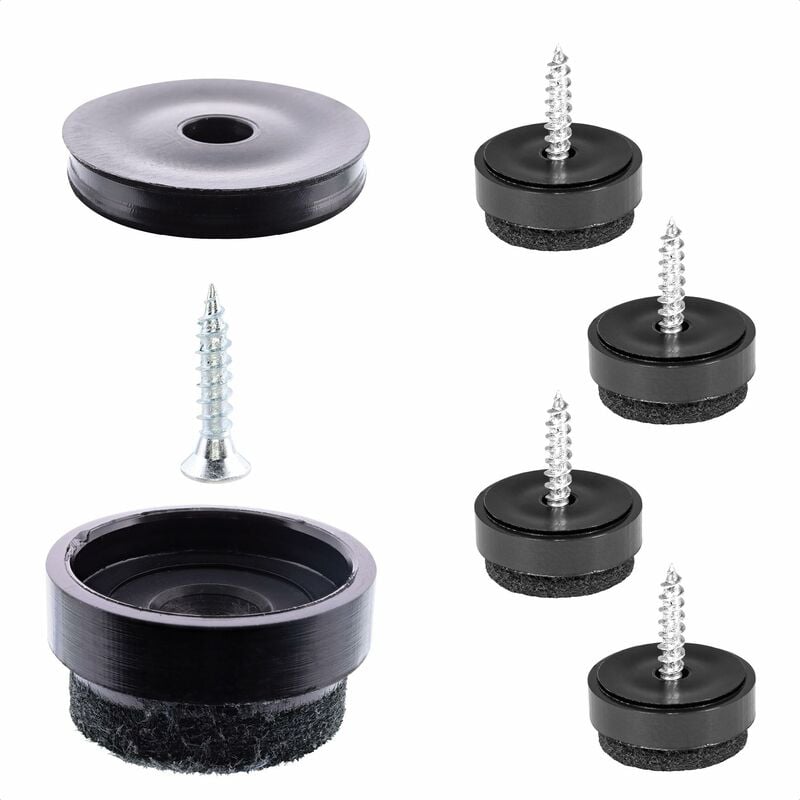 foto del prodotto quickclick feltrini per sedie e mobili da avvitare i set da 4x base vite inserto intercambiabile feltro di lana ultrasoft diametro 17 mm