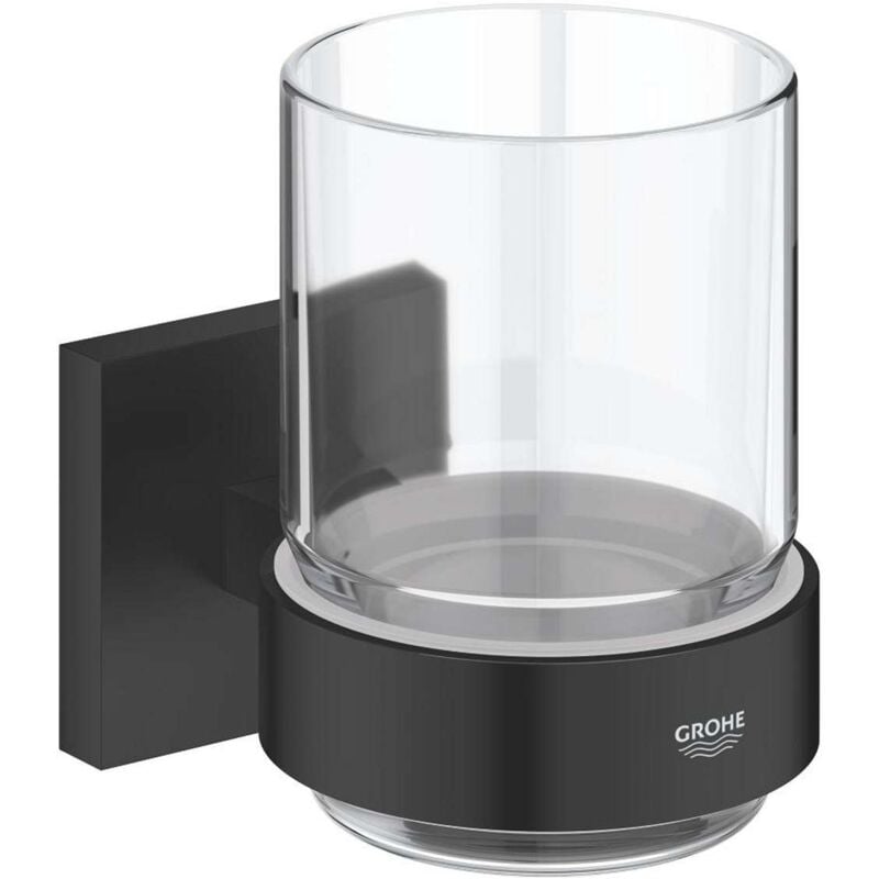 foto del prodotto quickfix start cube portaspazzolino e dentifricio con supporto, vetro nero opaco 410972430 grohe