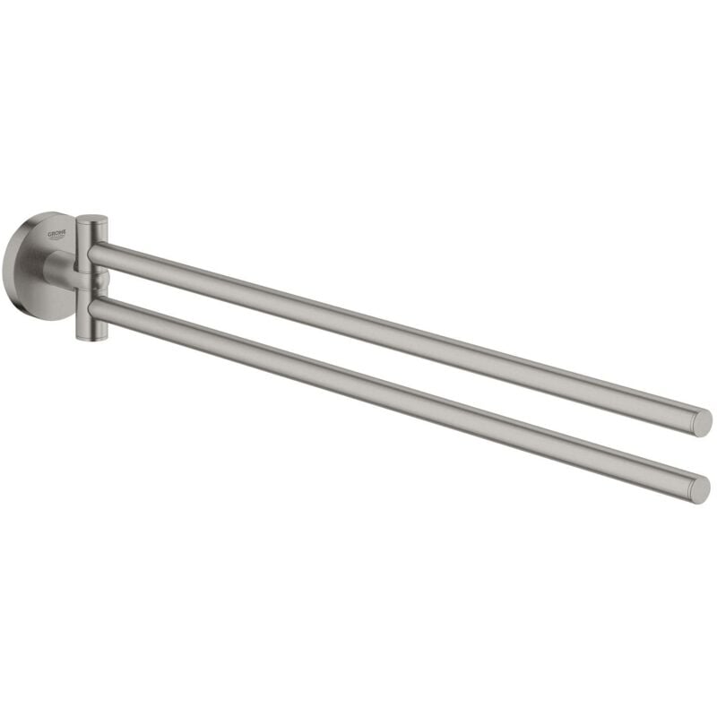 foto del prodotto quickfix start, portasciugamani metallo, fissaggio nascosto, viti e tasselli inclusi, facile da montare, misura 439 mm, super steel, 41183dc0 - grohe