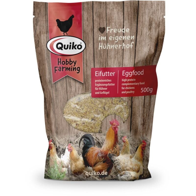 foto del prodotto quiko hobby farming mangime per uova pollo 500g - mangime concentrato e condizionato ricco di proteine per polli, quaglie e pollame come le galline