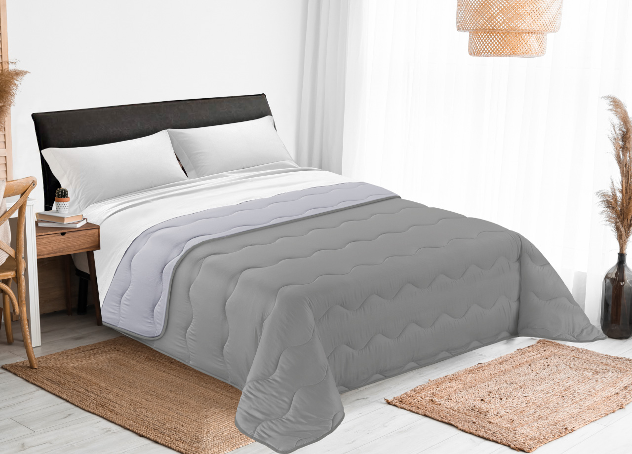 foto del prodotto quilt trapuntino piumino estivo 100gr mq diadema bicolor double face matrimoniale grigio grigio