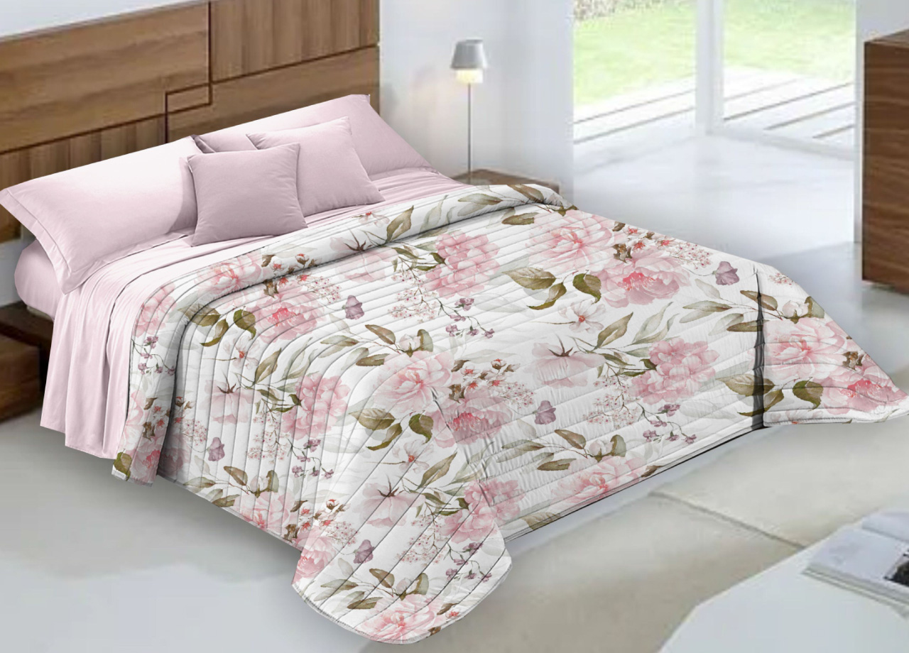 foto del prodotto quilt trapuntino piumino estivo 100gr mq microfibra diadema fiori piazza e mezza cipria 4