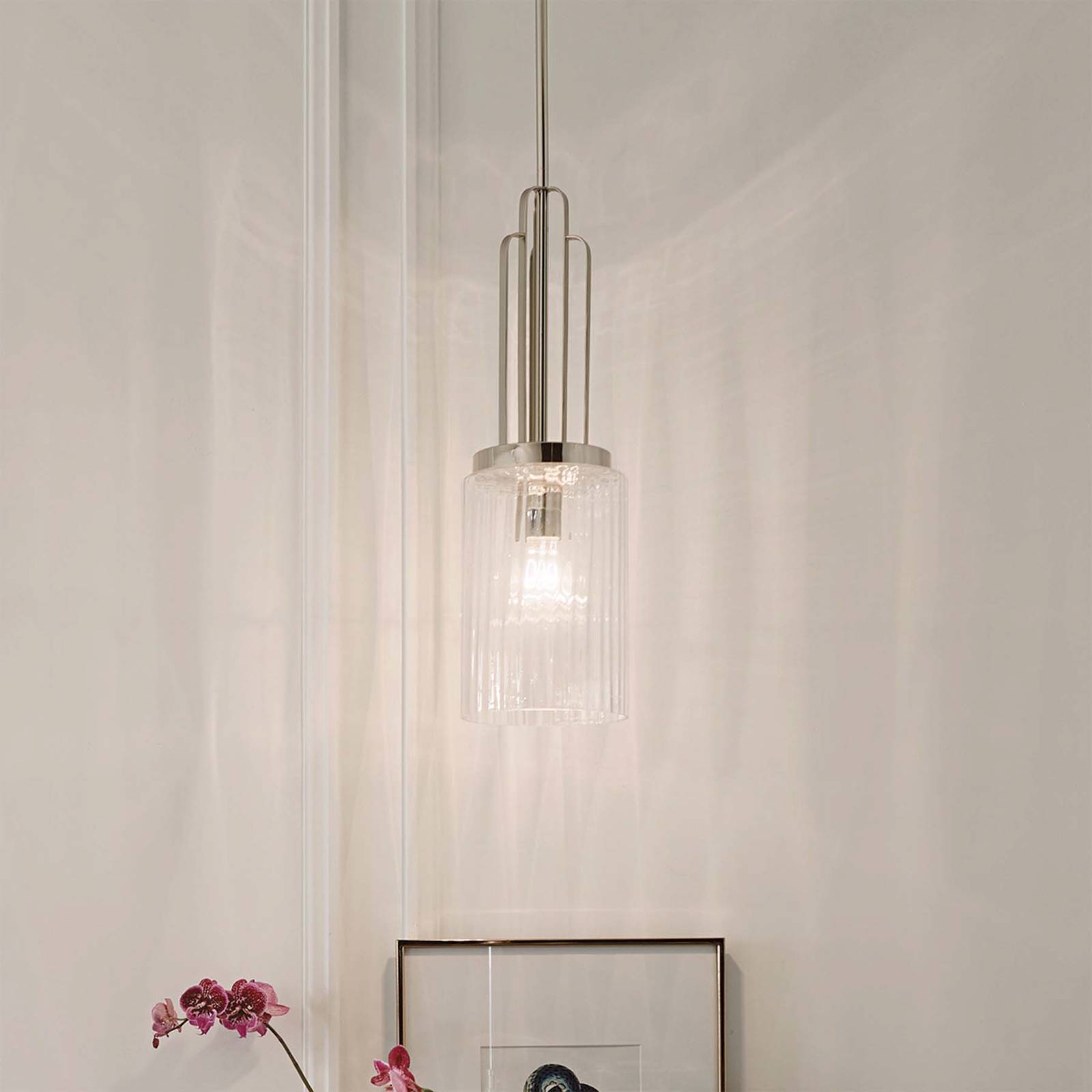 foto del prodotto quintiesse lampada a sospensione kimrose, a 1 luce, nichel lucido