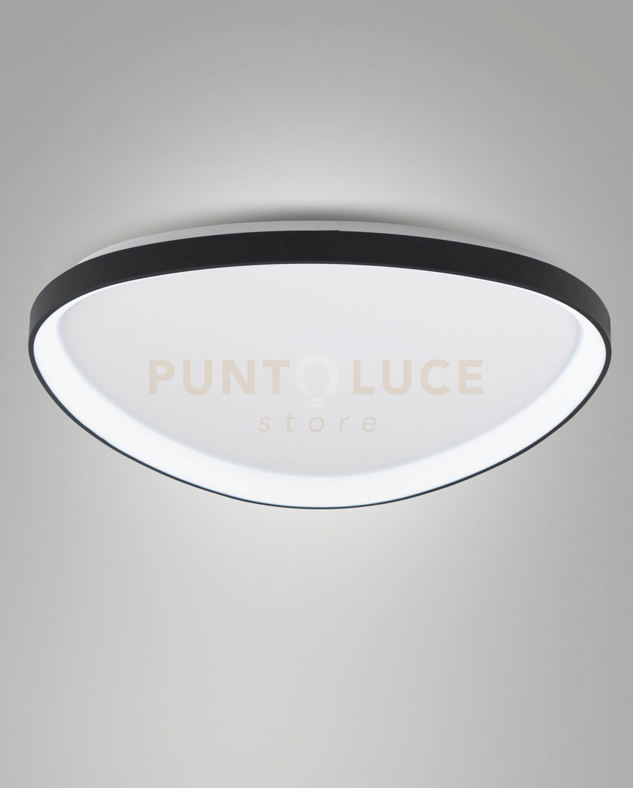 foto del prodotto quirk plafoniera led nera d.80cm a led cct 2700k 3200k 4000k 75w 8900 lm dimmerabile