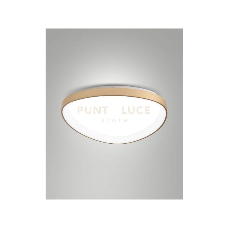 foto del prodotto quirk plafoniera led ottone satinato d.60cm a led cct 2700k 3200k 4000k 56w 6600 lm dimmerabile