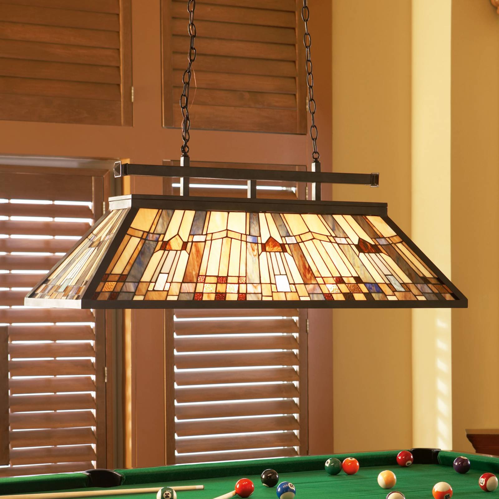foto del prodotto quoizel inglenook sospensione vetro colorato l 121 cm