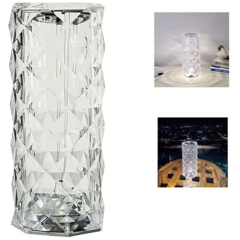 foto del prodotto r g lampada tavolo led ricaricabile tipo cristallo diamante ricaricabile touch rose