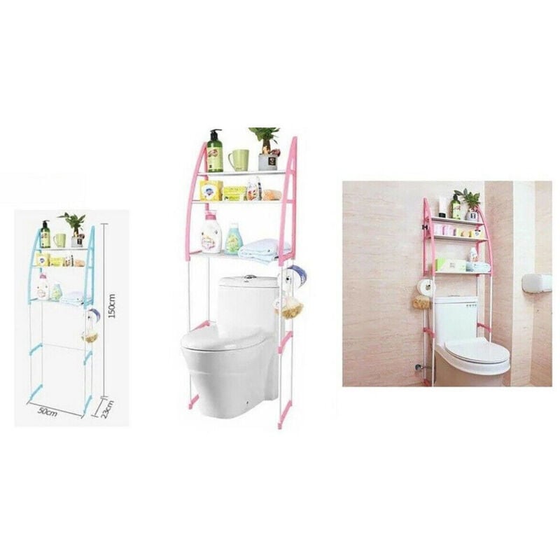 foto del prodotto r g organizer con 3 mensole scaffale sopra wc bagno salvaspazio portaoggetti