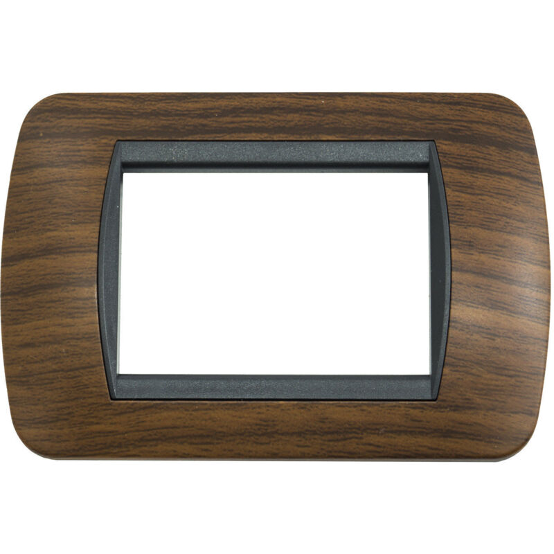 foto del prodotto r g placchetta compatibile living 3 posti legno scuro 3 copri interruttore cl 119 03