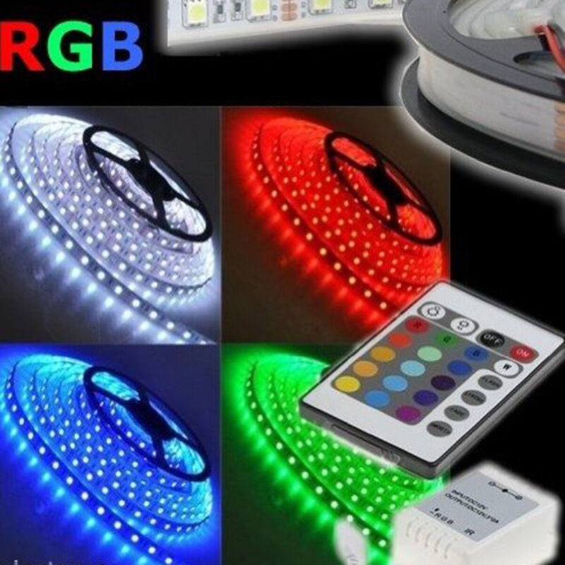 foto del prodotto r g striscia a led smd 5050 rgb ip65 5 metri bobina alimentatore e telecomando aipiy