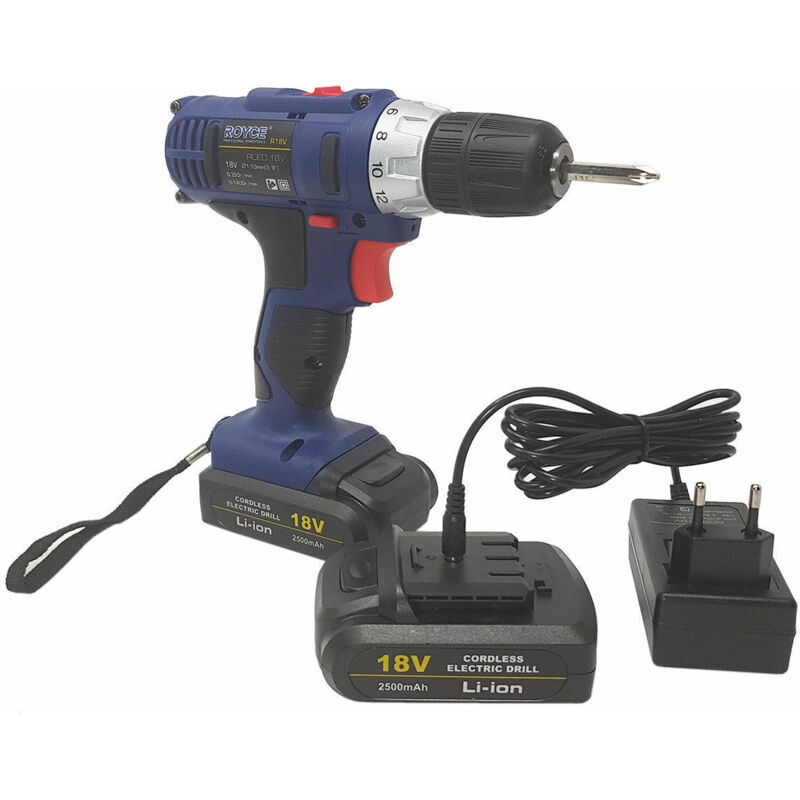 foto del prodotto r g trapano avvitatore elettrico cordless 2 batterie ricaricabile r18v 2500 mah