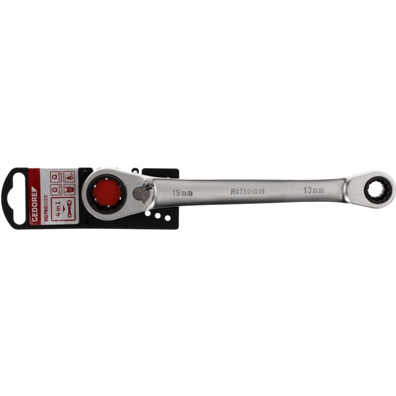 foto del prodotto r07501019 chiave a cricchetto doppia ad anello destra sinistra 10 13 17 19 mm