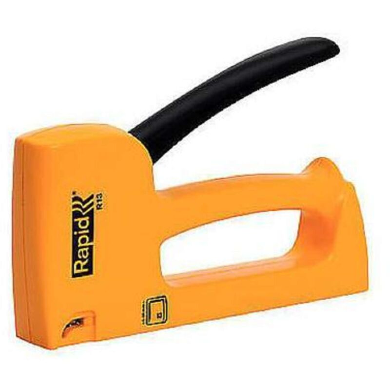 foto del prodotto r13 graffatrice manuale per graffette n. 13, dotata di impugnatura ergonomica e parti interne in acciaio, adatta a lavorare con tessuti e tappezzeria