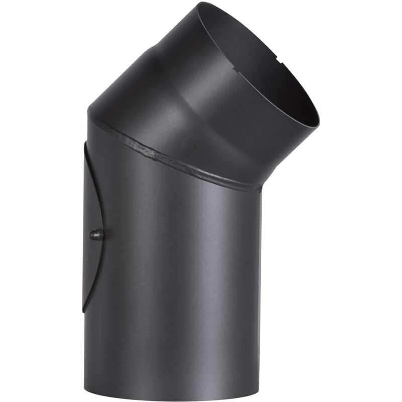 foto del prodotto r150 b4 tubo per canna fumaria in acciaio spesso 2 mm, diametro 150 mm, per stufe e fuochi d artificio, senotherm, 45 , con porta di pulizia,