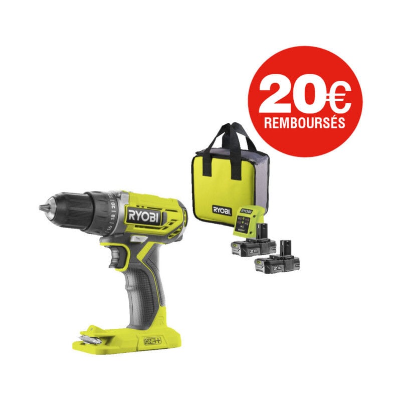 foto del prodotto r18dd2-220s - 18v one plus - 2 batterie 2,0ah - 1 caricatore - ryobi