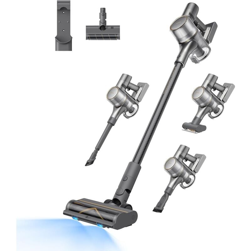 foto del prodotto r20 aspirapolvere senza fili, aspirazione potente 190aw, autonomia 90min, individuazione sporco, schermo led, luci led blu, anti groviglio, pulizia