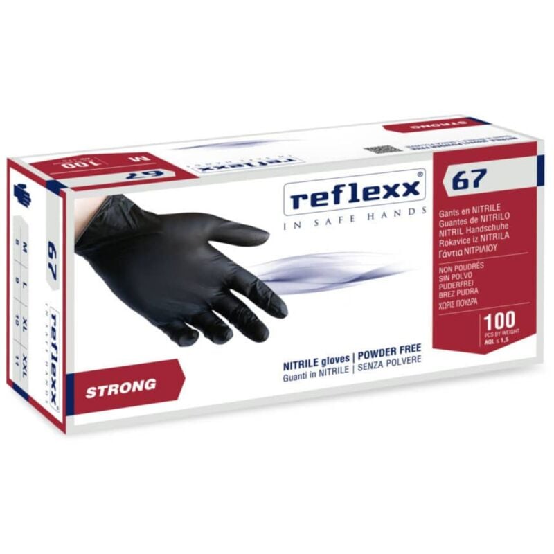 immagine 0 del prodotto r67 guanti nitrile no polvere 100 latex free 5.5gr cat.3 100 pezzi xl reflexx