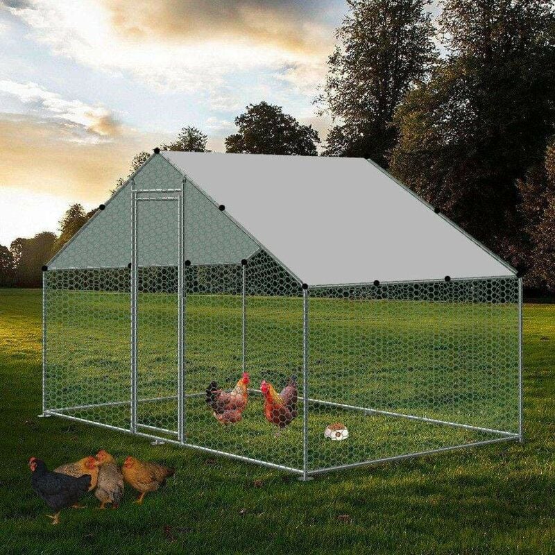foto del prodotto ra 322 pollaio da esterno 3x2x2m, recinto in rete metallica per galline, pollame, struttura in acciaio zincato 25x0,65mm bc elec
