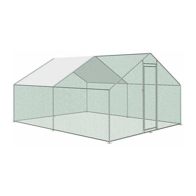 foto del prodotto ra 342 pollaio da esterno 3x4x2m, recinto in rete metallica per galline, pollame, struttura in acciaio zincato 25x0,65mm bc elec