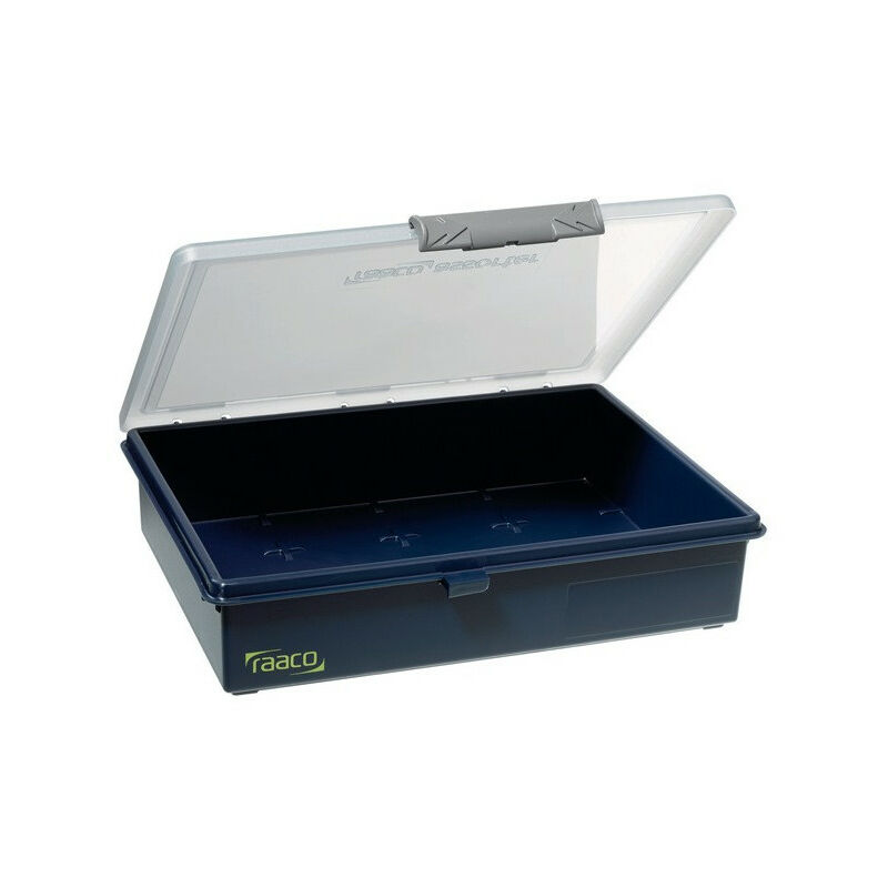 foto del prodotto raaco assortimento scatola l.241xp.195xh.56mm parte inferiore blu scuro coperchio trasp. a.pp per 9 