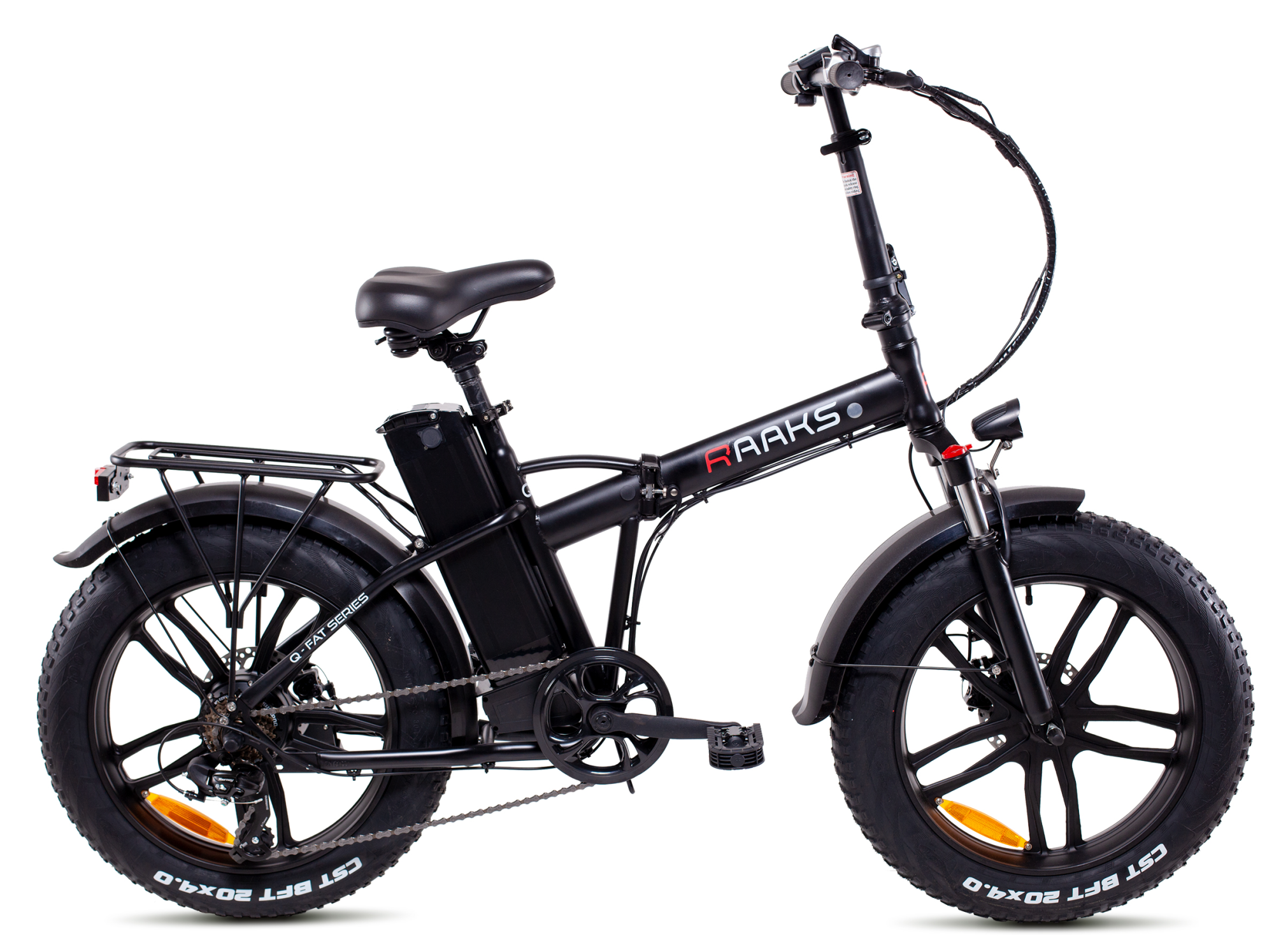 foto del prodotto raaks by f.lli schiano (bic950) folding fat e-bike (nero) - bicicletta elettrica - ruote 20x4 - motore 250w - batteria 36v 10.5ah - cambio shimano 7 rapporti - telaio in acciaio - cerchi in lega - display lcd - freni a disco - autonomia fino ad 45km
