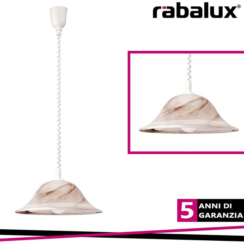 foto del prodotto rabalux alabastro, pendant lamp, d42cm, white rolly