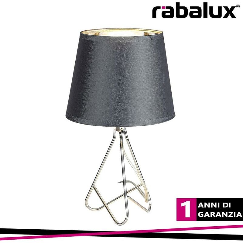 foto del prodotto rabalux blanka, table lamp, metal, textile, e14 1xmax 40w, chrome, g