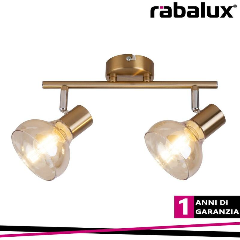 foto del prodotto rabalux holly, 2 headed spot with amber glass shade, without lightso
