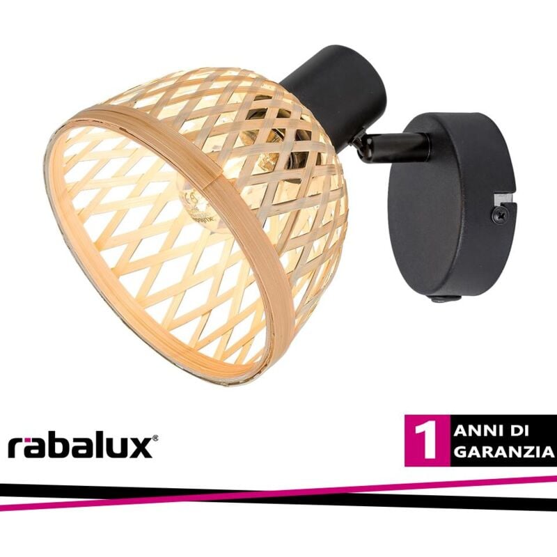 foto del prodotto rabalux rattan, indoor metal rattan bamboo spot lamp, e14 1x max 15w